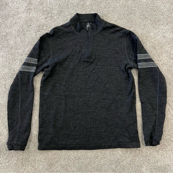 Kuhl Men’s Team Quarter Zip Top Merino Wool 1/4 Zip Size Large Black Gray #3015 - Picture 3 of 16